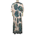 2020 Printed Chiffon Loose Dress Half Sleeve Maxi Long Dresses For Women